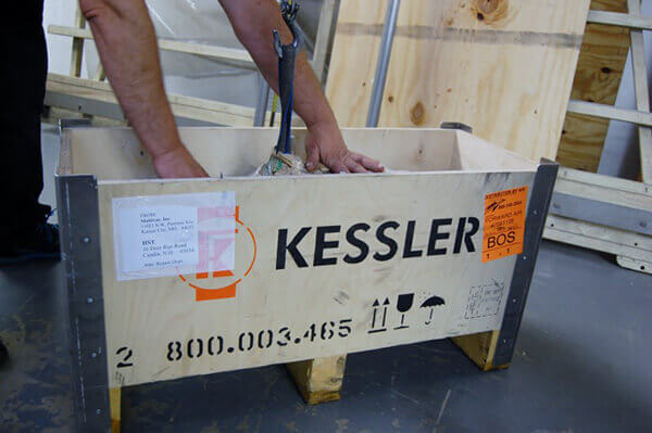 Rust inhibiting coating, foam packing, water repellent wrap and a stout crate help insure that your Franz Kessler spindle will arrive in perfect condition.