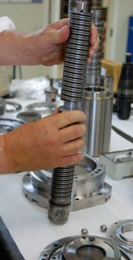 Mazak Integrex spindle repair and rebuild_assembling a drawbar with new springs
