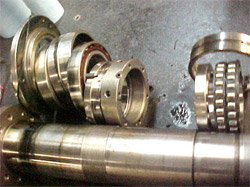 Mazak Quick Turn spindle repair and rebuild_bearing stack dissembled 