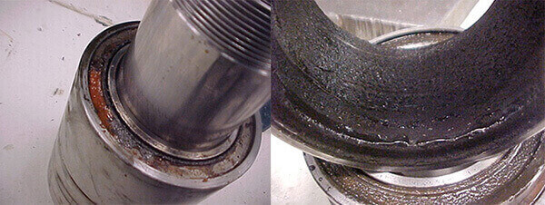 Doosan VC 510 spindle reveals rust, water and contaminated grease inside 