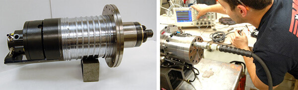 HSD-ES721-Spindle rebuild complete and ready to ship. HST tech checking sensor outputs.
