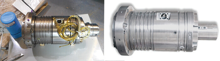 Mazak FJV spindle repair before and after