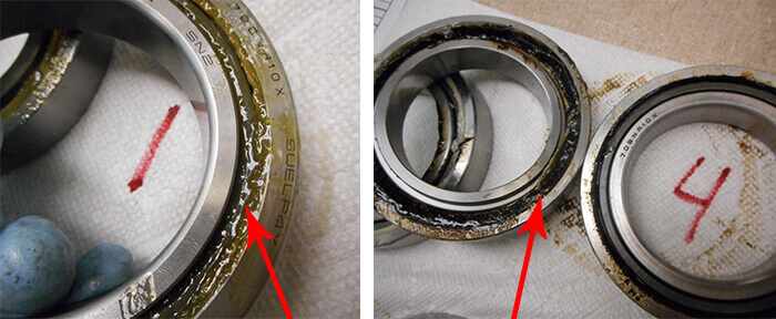 Mitsubishi spindle repair and rebuild_oil contamination within bearing